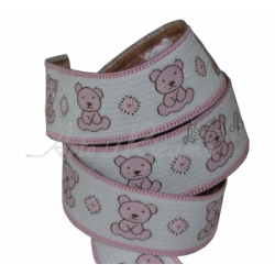 Pink Passementerie with Bears - Width 25mm